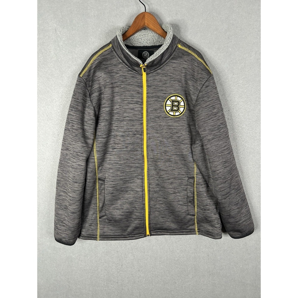 NHL Boston Bruins Full Zip Long‎ Sleeve Sherpa Track Jacket Men's Size XXL
